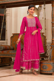 Elegant Pink Charm Sharara Set with Dupatta for Women