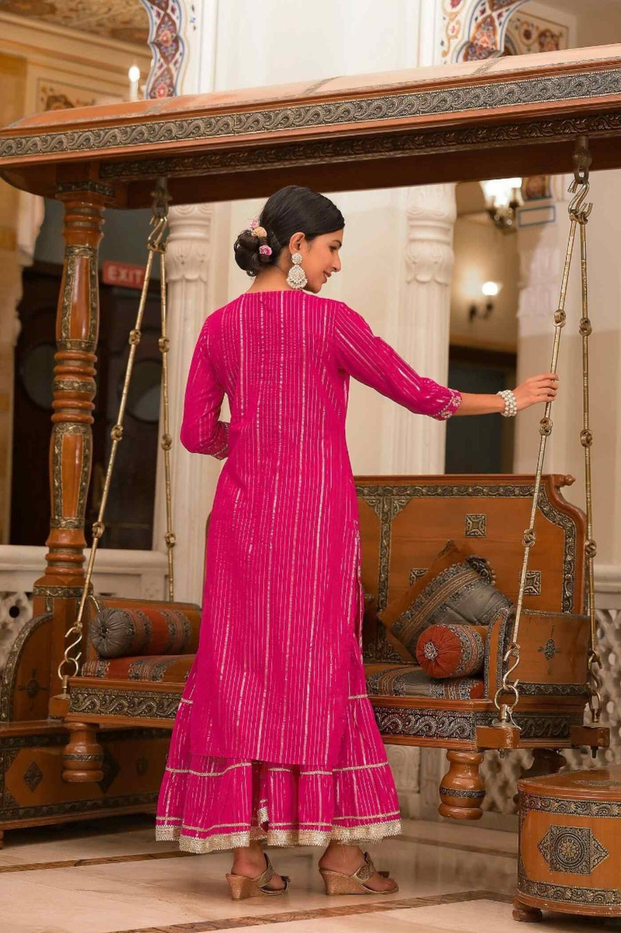 Elegant Pink Charm Sharara Set with Dupatta for Women