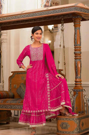 Elegant Pink Charm Sharara Set with Dupatta for Women