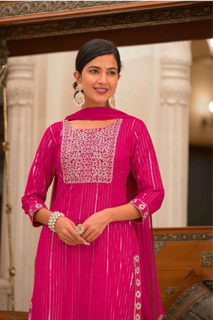 Elegant Pink Charm Sharara Set with Dupatta for Women