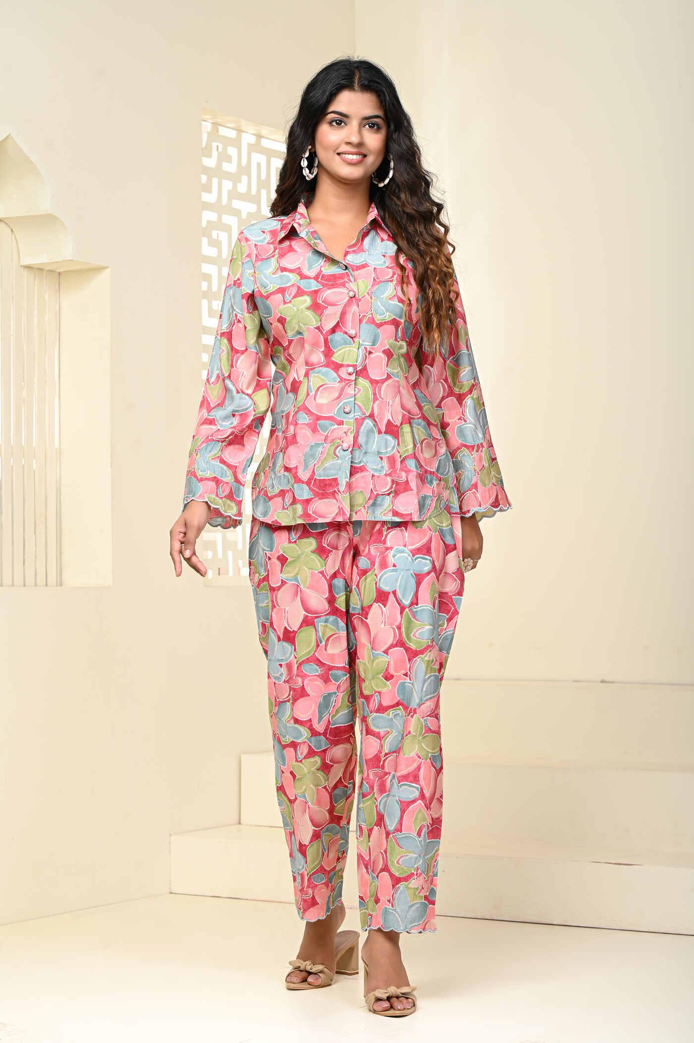 Step into Stylish Comfort with Aaronee Pink Printed Cord Set