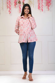 Pink Cotton Flex Trendy Shirt- Aaronee