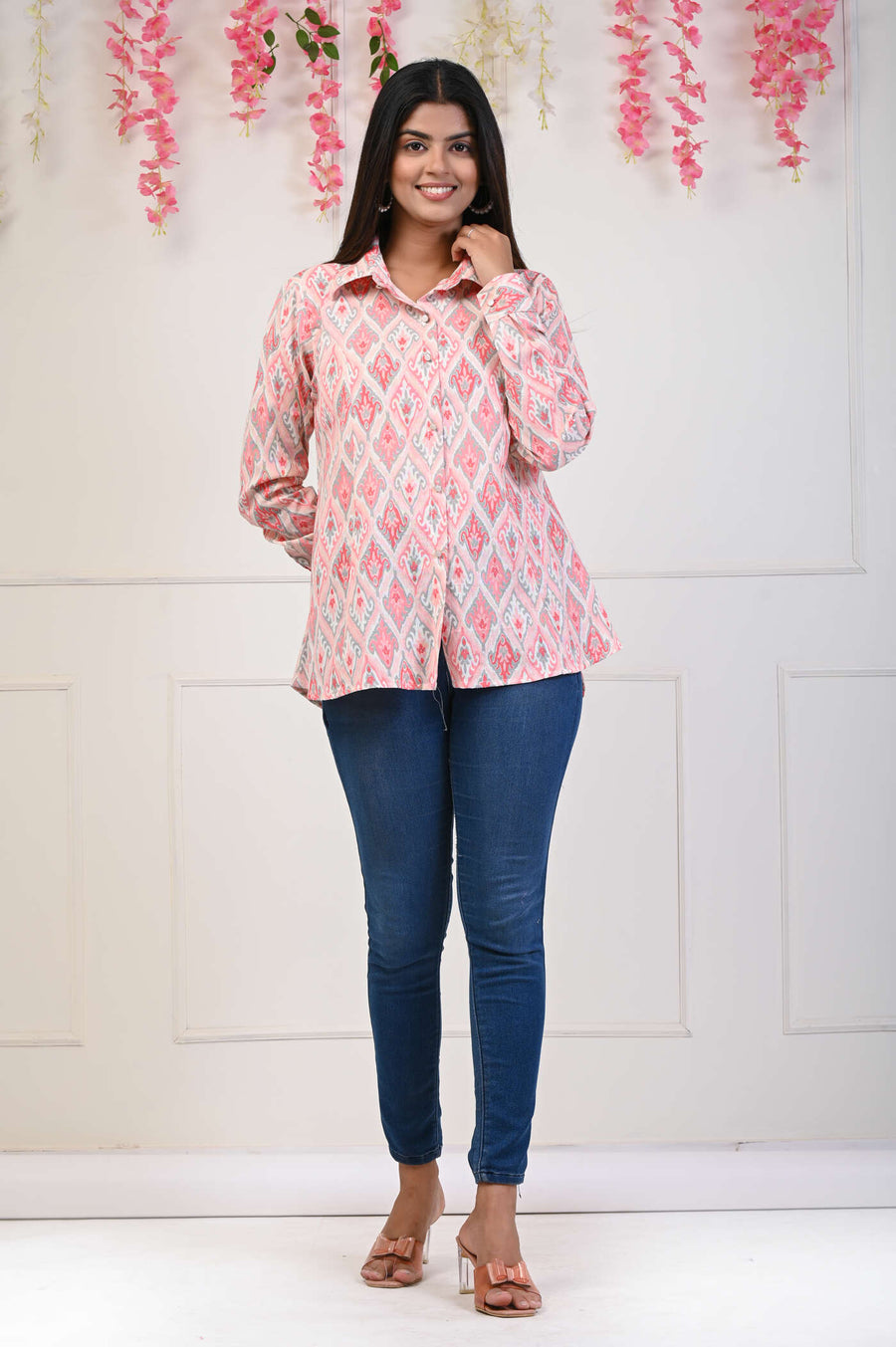 Pink Cotton Flex Trendy Shirt- Aaronee