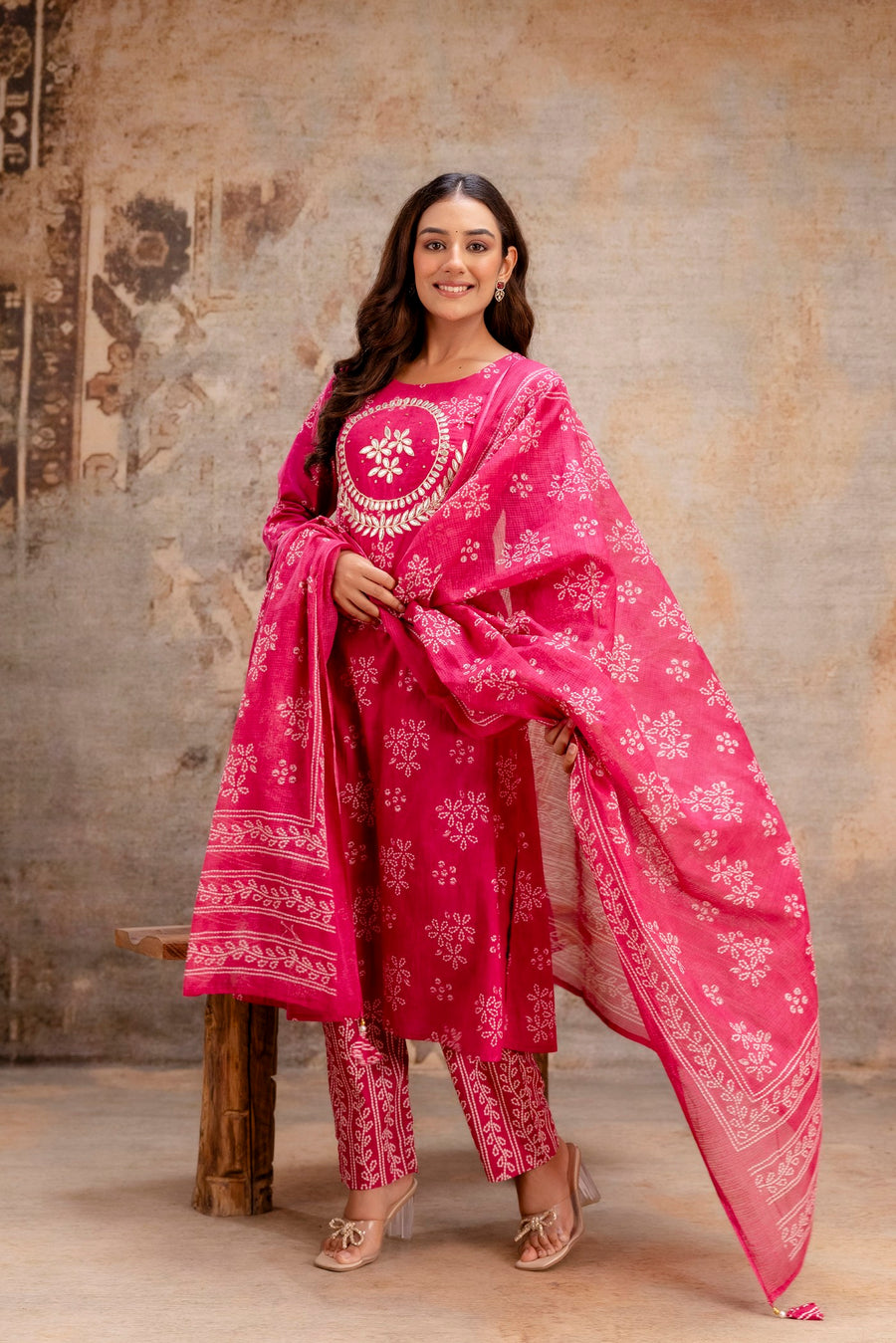 Pink festive kurta pant set online