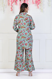 Flower Print Dhoti Kurta Set - Stylish Ethnic Wear for Women