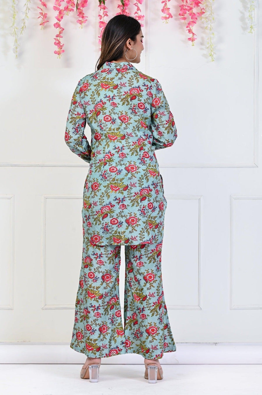 Flower Print Dhoti Kurta Set - Stylish Ethnic Wear for Women