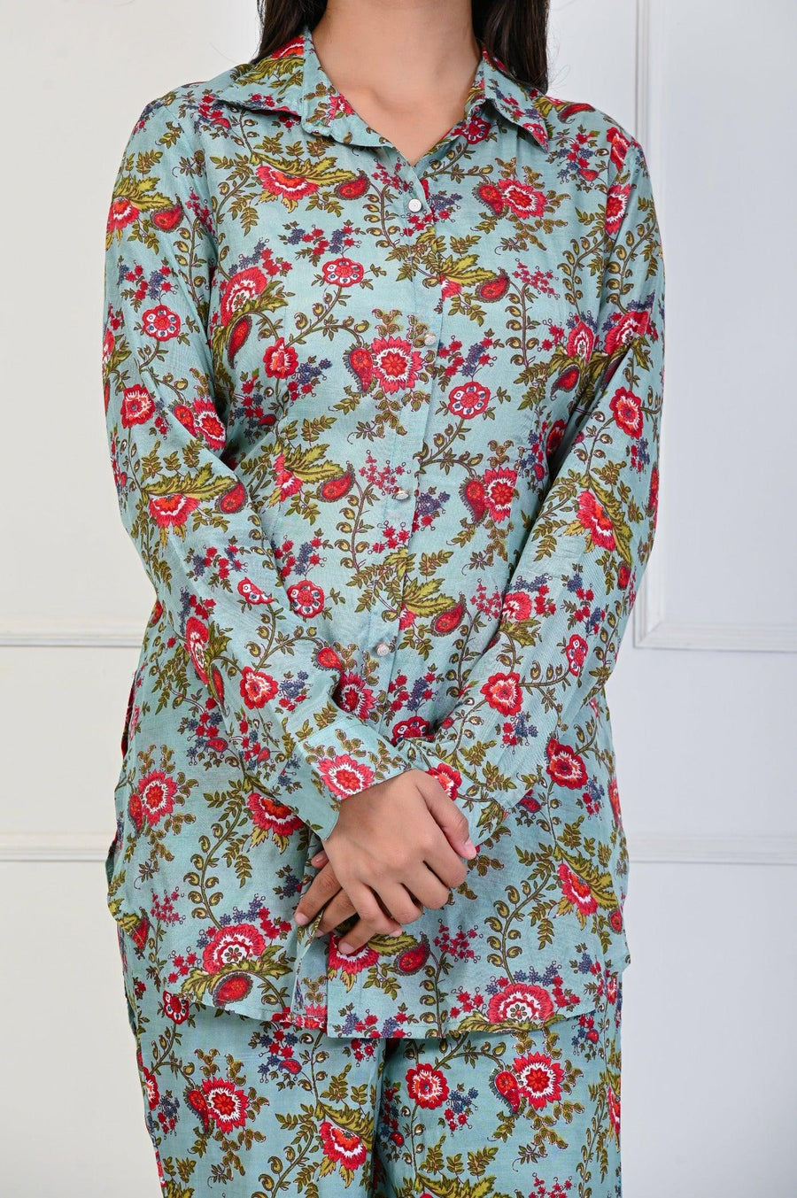 Flower Print Dhoti Kurta Set - Stylish Ethnic Wear for Women