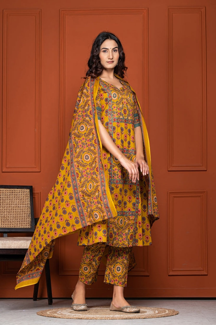 Discover the Elegance of Aaronee Pure Cotton Anarkali Dupatta Set