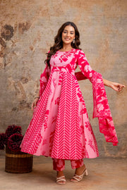Pure cotton Anarkali with straight pants