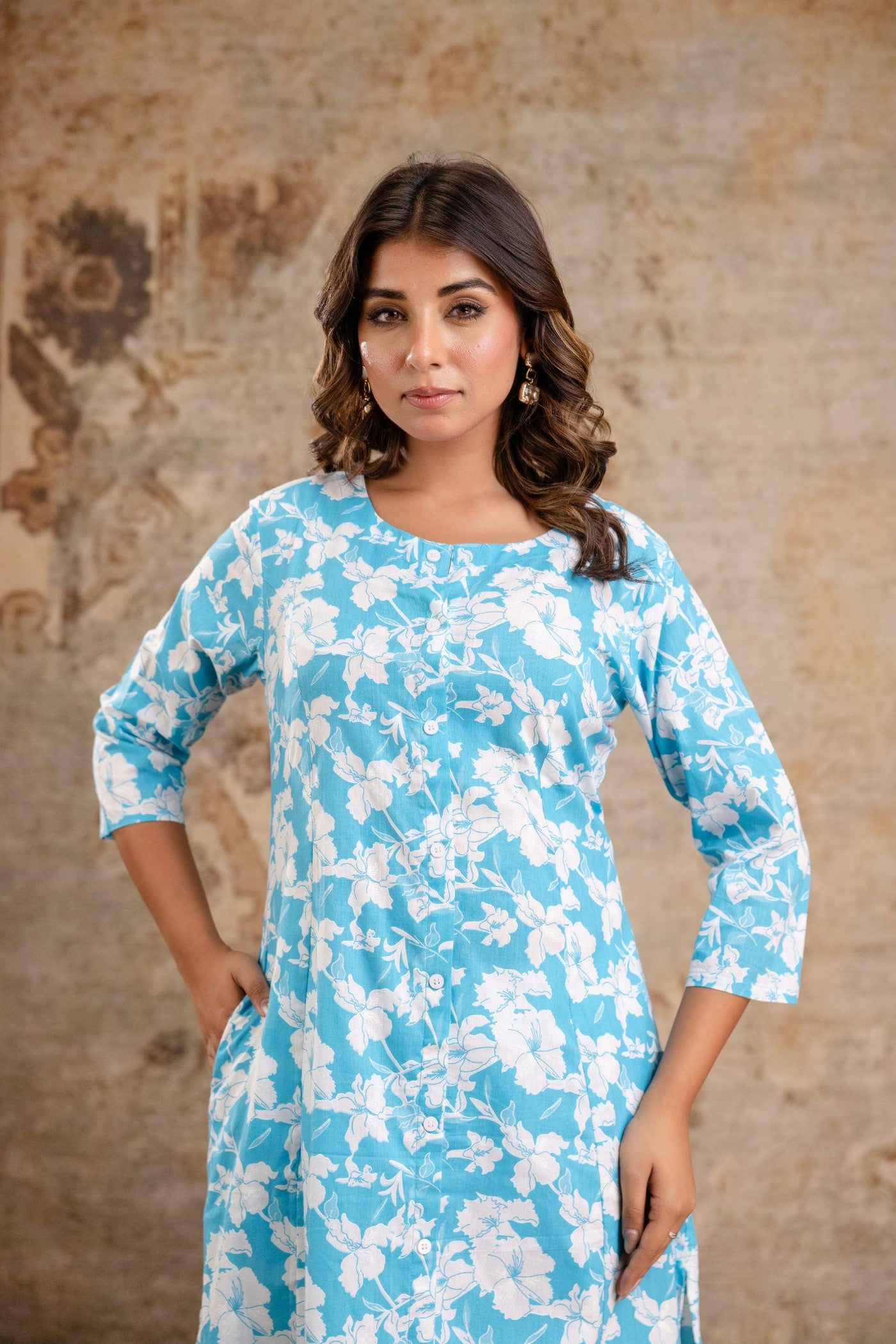 Pure cotton printed kurta with pants for women