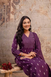 Purple Kurta Pant Set with Dupatta for Festive Wear – Aaronee