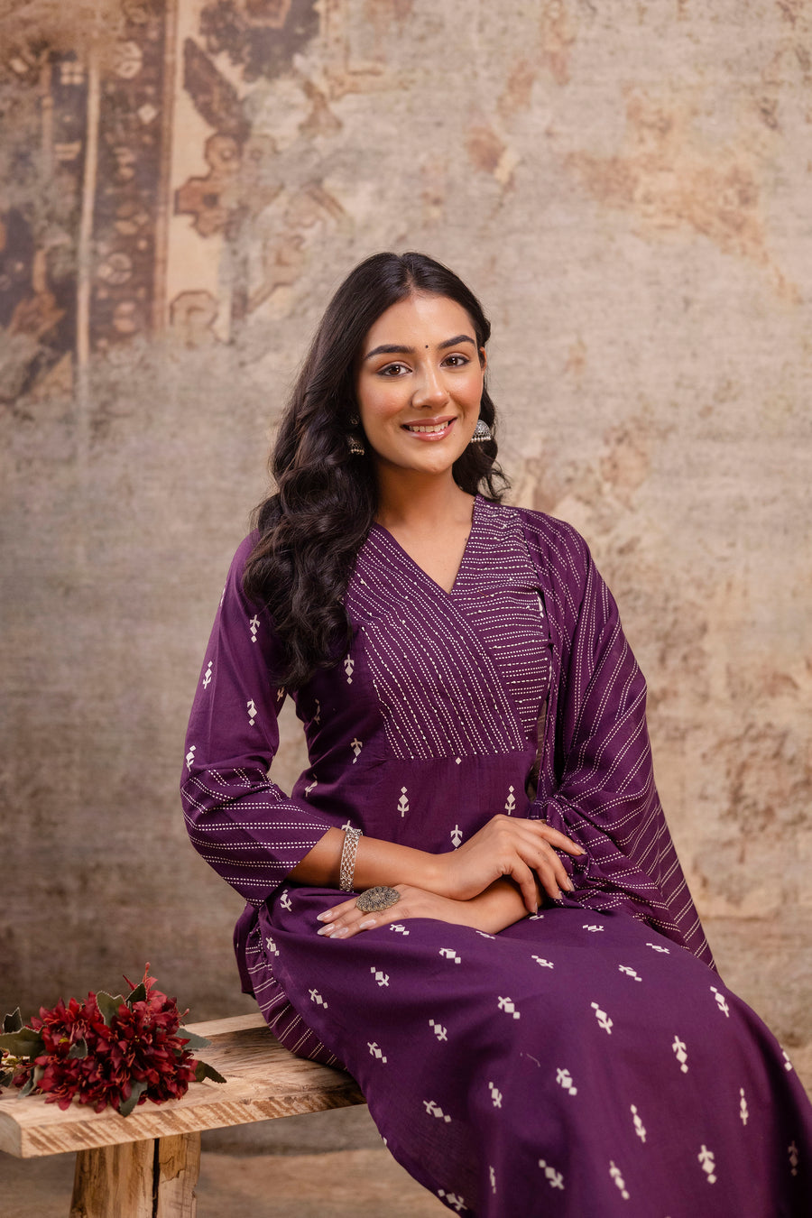 Purple Kurta Pant Set with Dupatta for Festive Wear – Aaronee