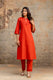 Rust Orange Pure Cotton Kurta Set with Embroidery Yoke – Aaronee Ethnic Wear