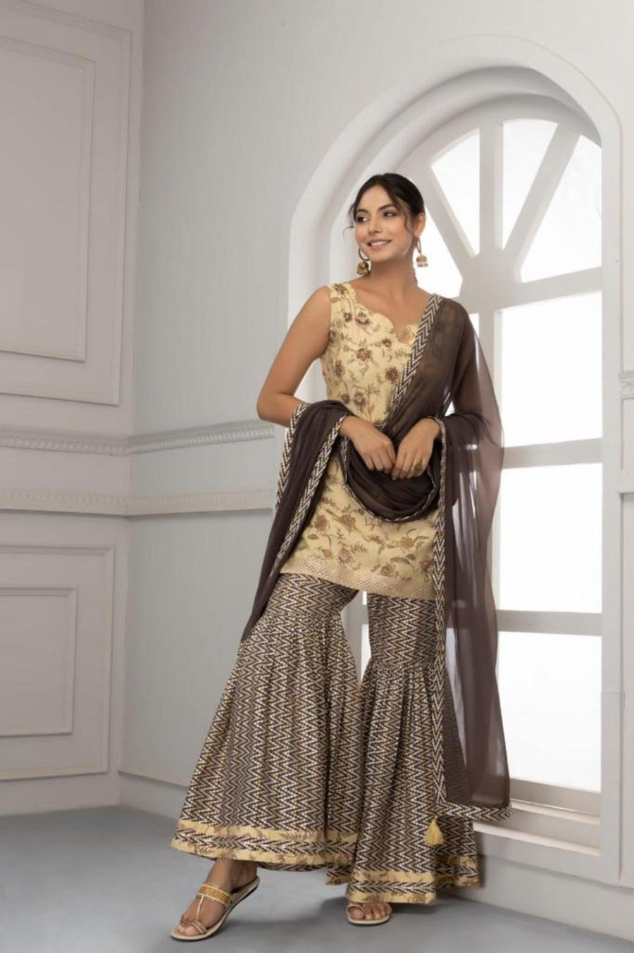 Elegant Sharara Set with Dupatta - Ethnic Wear for Women
