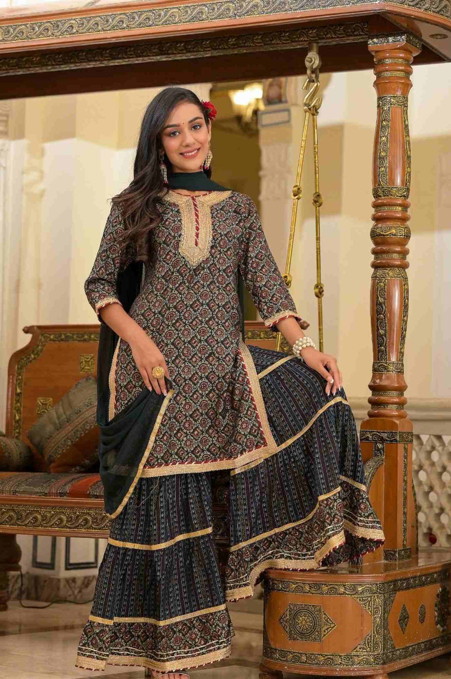 Traditional Sharara Set for Women with Dupatta - Elegant Ethnic Wear