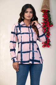 Peach Tie and Dye Indo-Western Style Shirts for Women | Aaronee