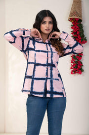 Peach Tie and Dye Indo-Western Style Shirts for Women | Aaronee