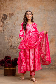 Side view of cotton Anarkali dupatta set
