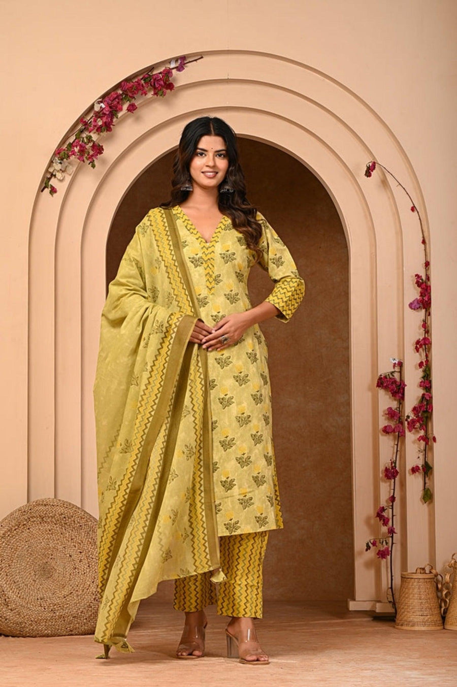 Elevate Your Style with Aaronee Straight Kurta Pant and Dupatta Set.