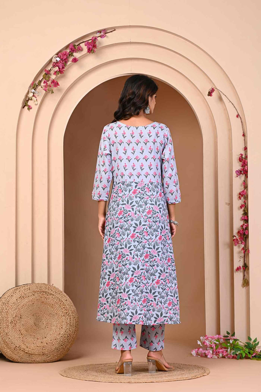 Embrace Elegance with Aaronee Straight Flower Print Kurti Pant and Dupatta Set