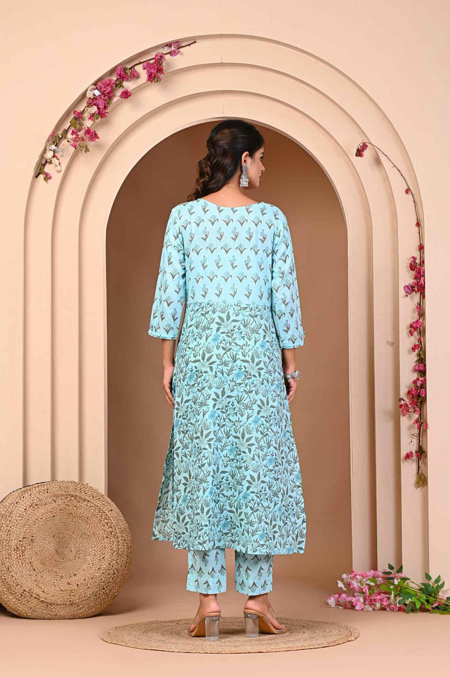 Embrace Elegance with Aaronee Straight Flower Print Kurti Pant and Dupatta Set