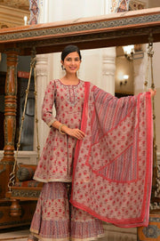 Discover the Stylish Printed Sharara Set with Dupatta