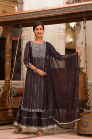 Stylish Wine Sharara Set with Dupatta