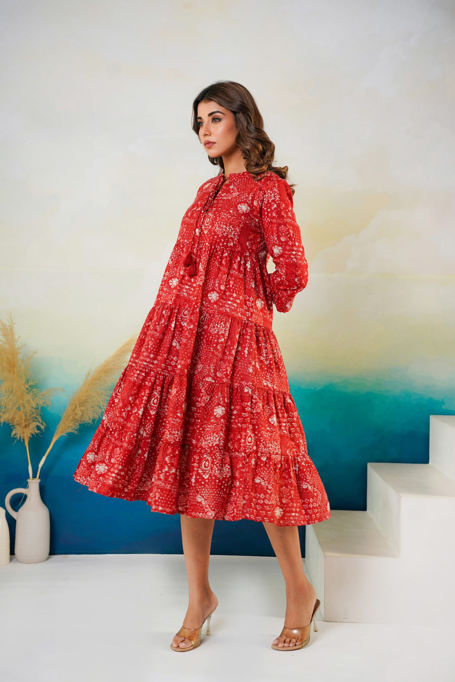 Stylish Red Middy Dress by Aaronee