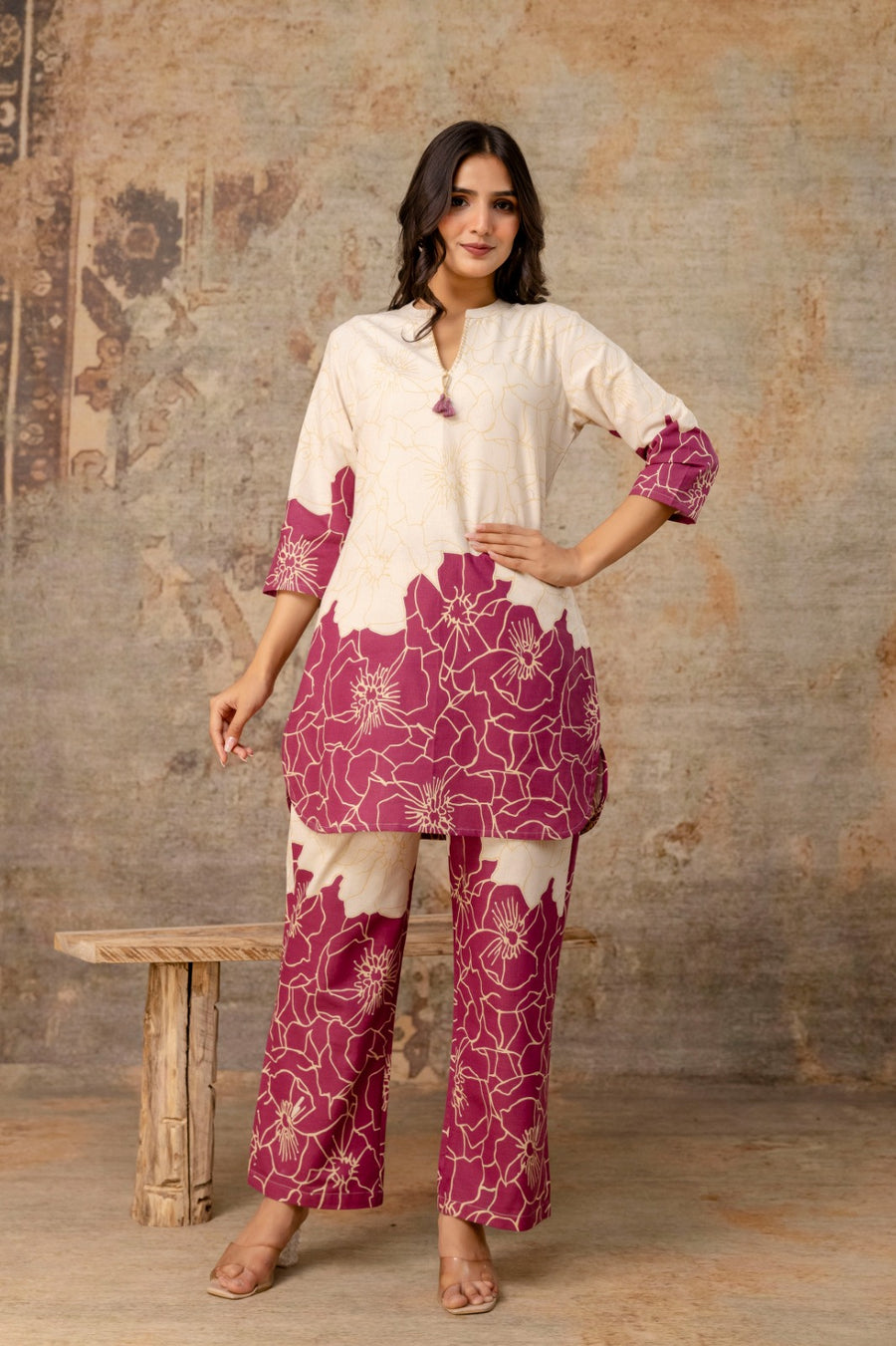 Stylish ethnic co-ord sets in floral design