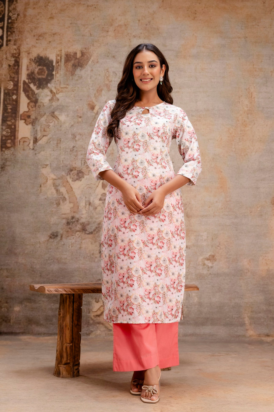 Stylish floral kurta pant combo for summer