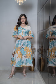Summer floral midi cotton dress