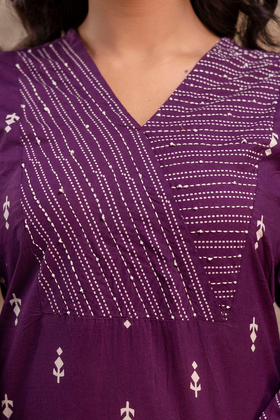 Traditional Purple Cotton Suit Set for Women – Aaronee