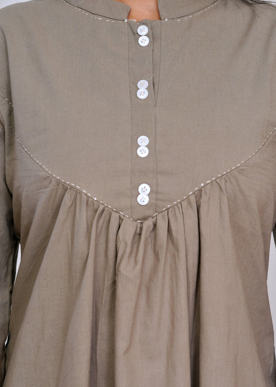 Trendy Balloon Sleeve Kurti Set – Mustard by Aaronee
