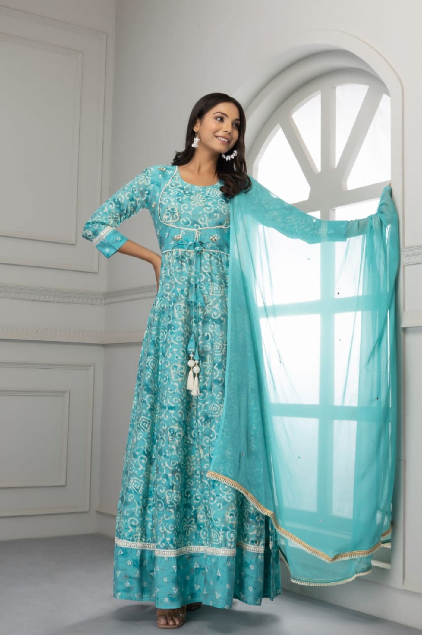 Printed rearmost Trends Long Dress with Dupatta Sets Elevate Your Ethnical Wardrobe