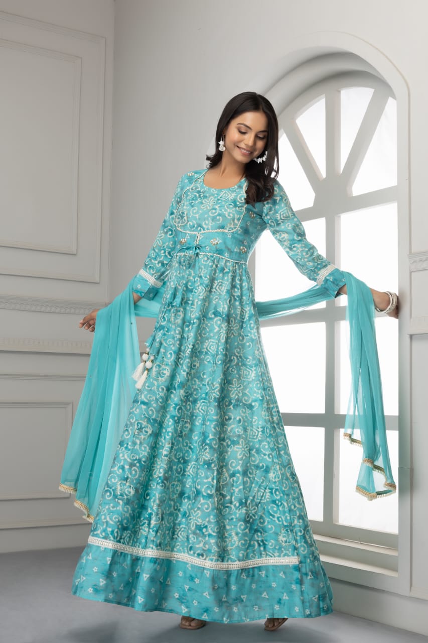 Printed Latest Trends Long Dress with Dupatta Sets