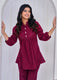 Maroon Cotton Short Kurti Pant Set – Balloon Sleeve Flared Top by Aaronee