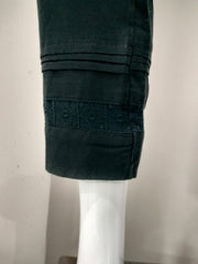 AARONEE Black Cotton Lace Detail Straight Pants for Women