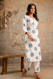 Ethnic cotton flex kurti with matching printed pants