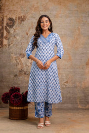 Woman wearing Aaronee cotton ethnic set