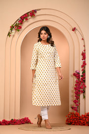 BuckUp Your Wardrobe with Aaronee Yellow Butta Print Kurti