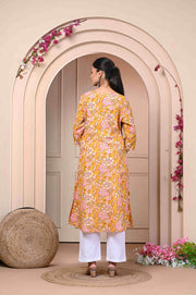 Elegant Floral Yellow Kurti - Comfortable & Stylish