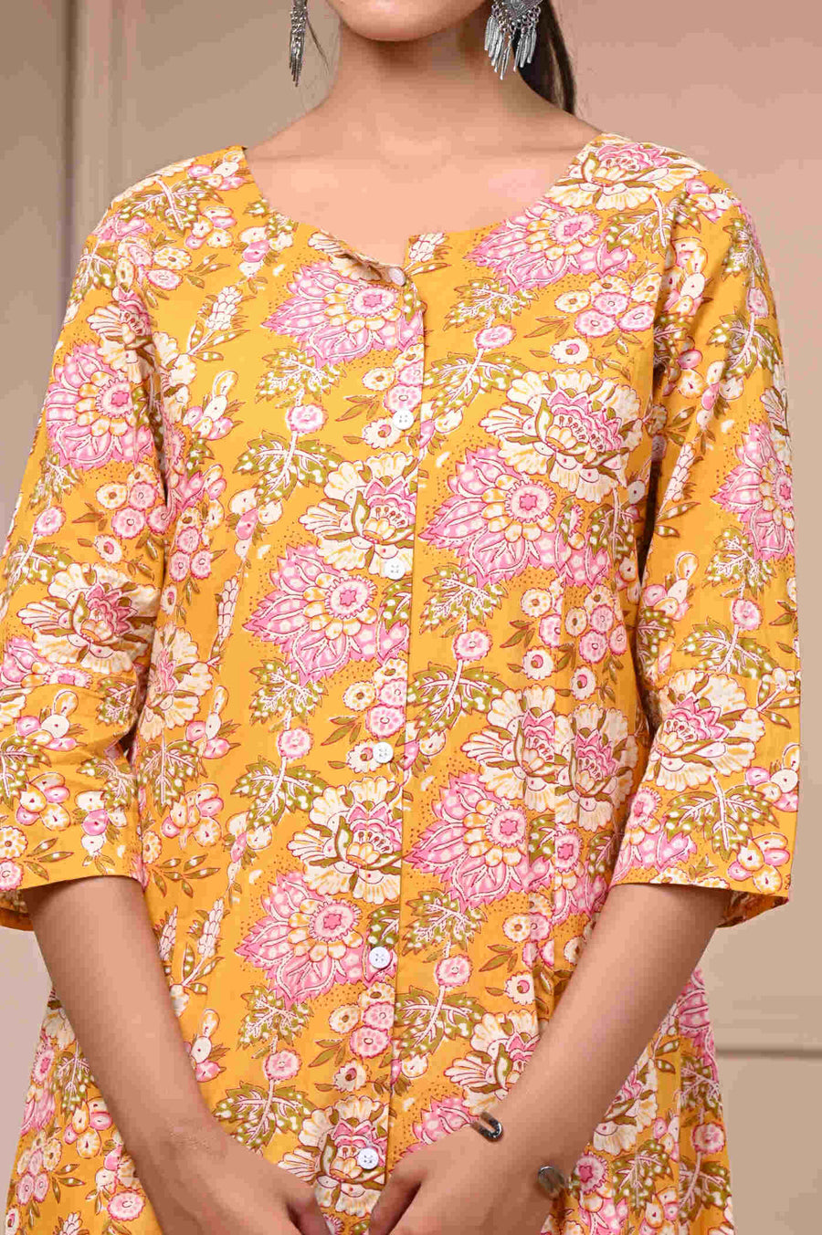 Elegant Floral Yellow Kurti - Comfortable & Stylish