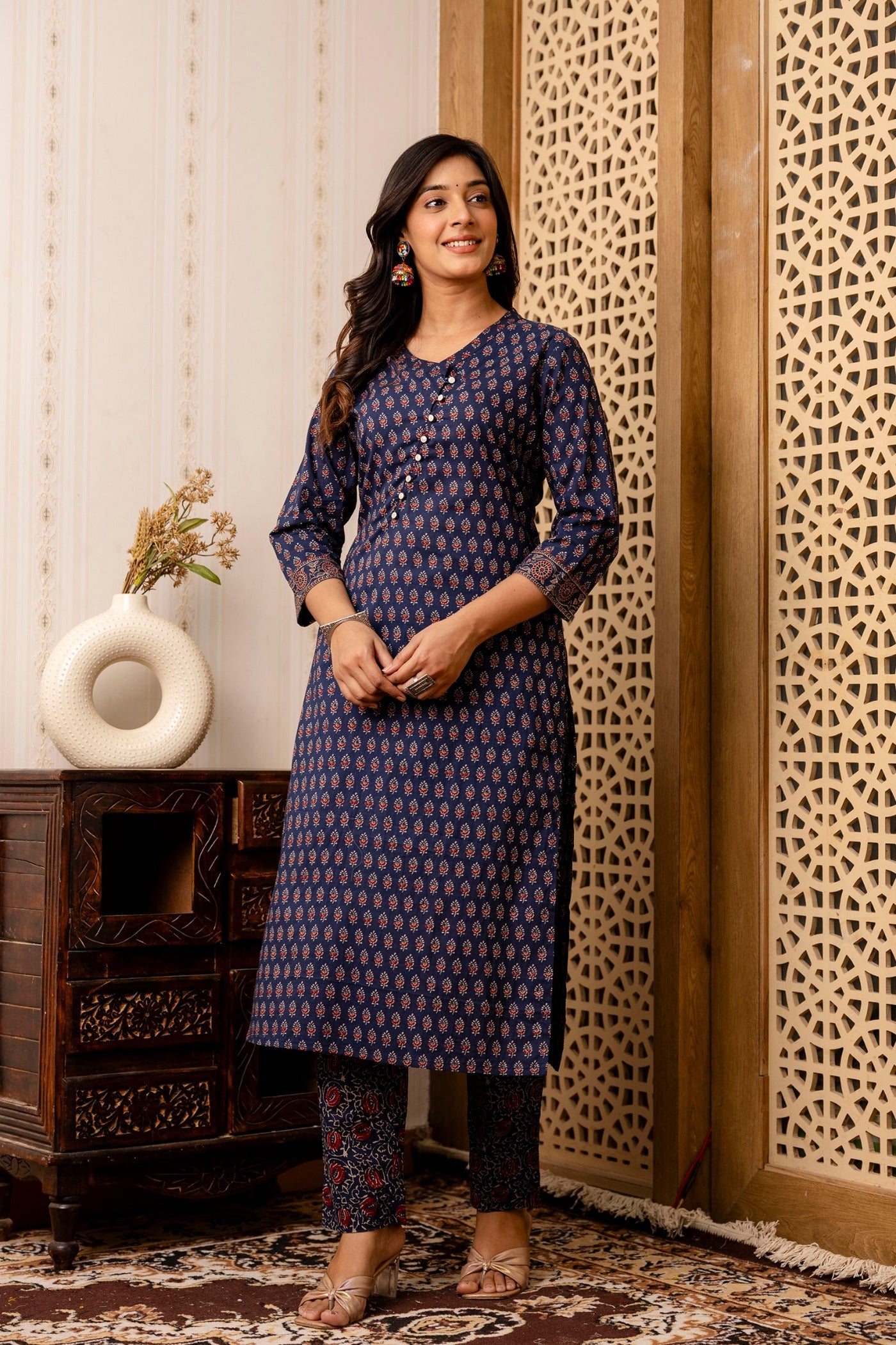 Add a Touch of Elegance with Aaronee Blue Jaipuri Kurti Set for Women