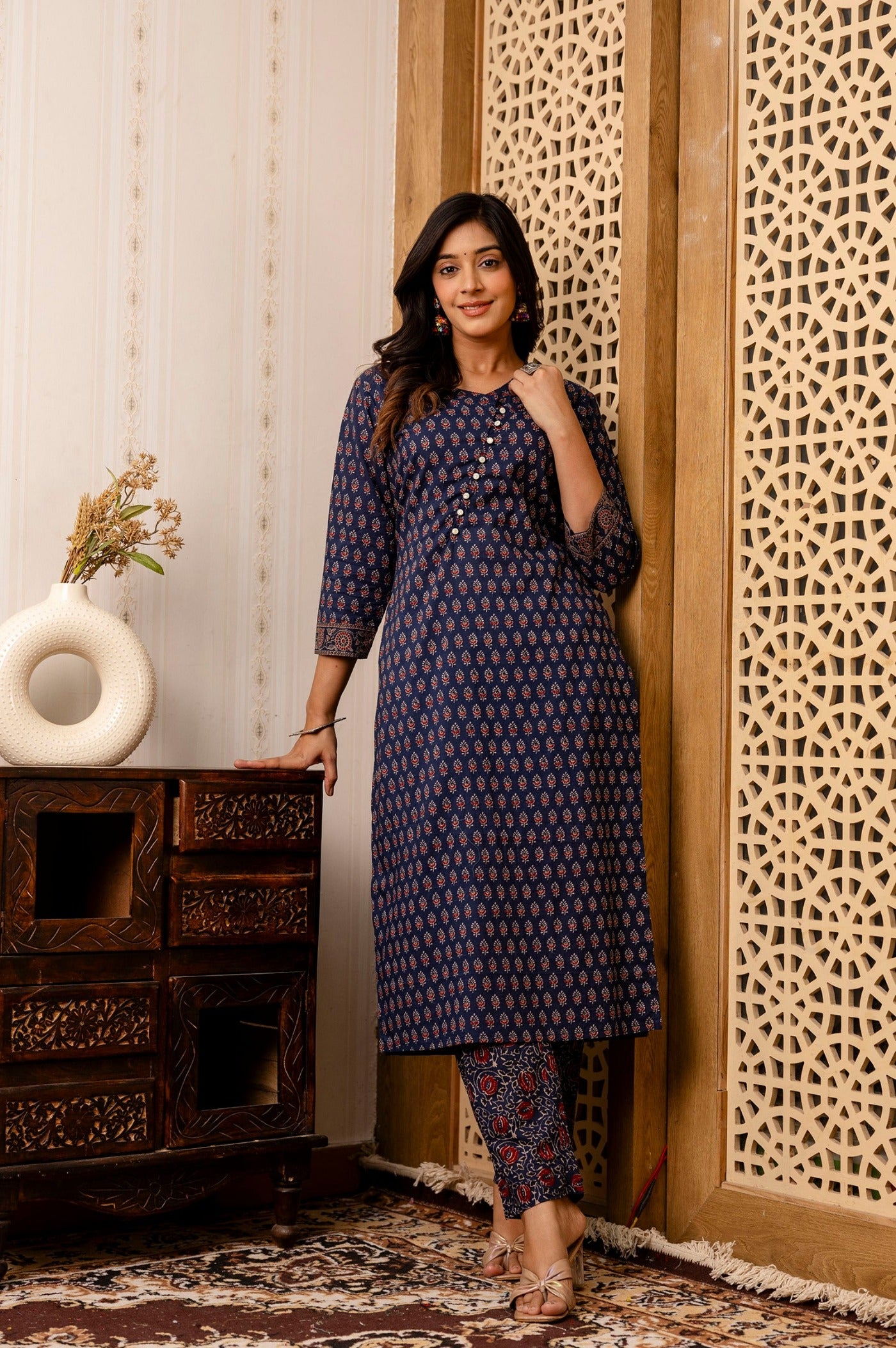 Add a Touch of Elegance with Aaronee Blue Jaipuri Kurti Set for Women