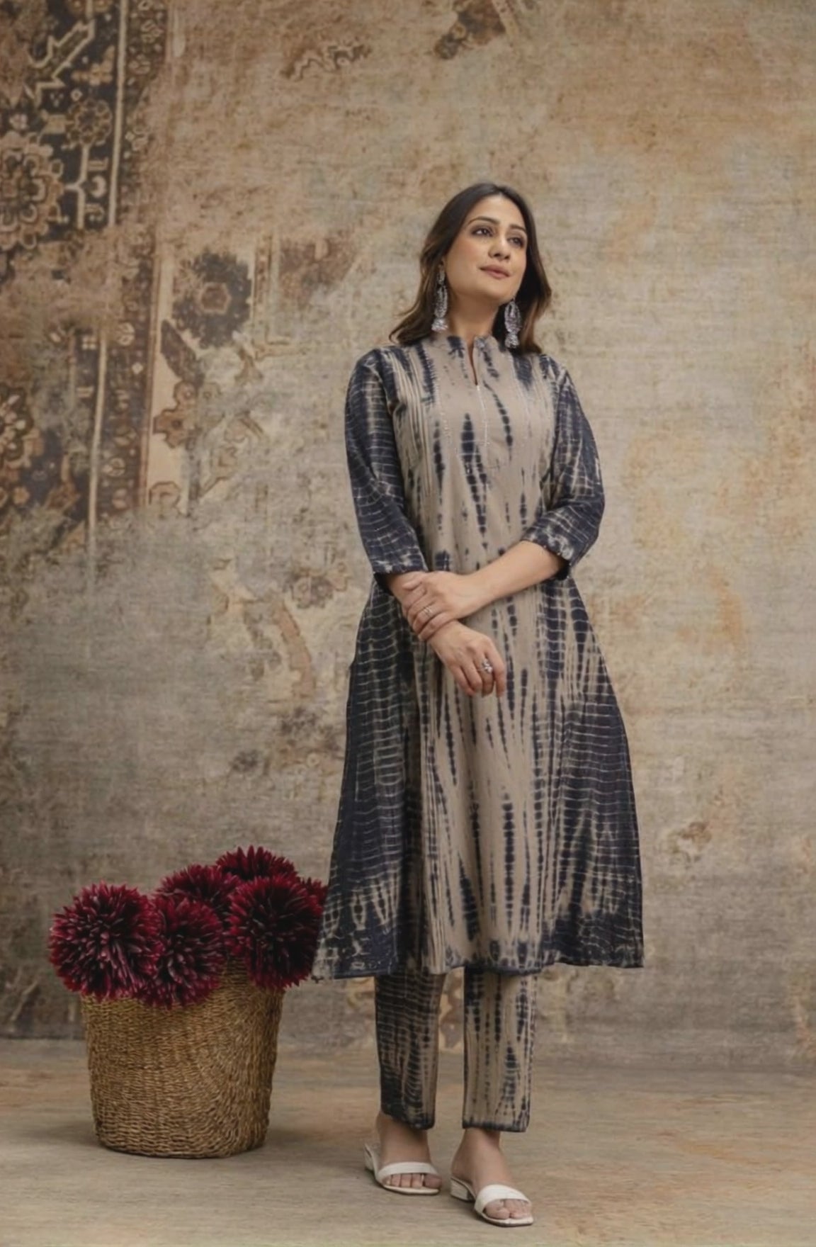 Aaronee Indigo Tie-Dye Kurti Pant Set for Women