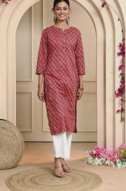 Elegant Red Floral Kurti - Stylish & Comfortable