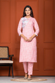 Embrace Tradition with Aaronee Sanganeri Print Kurti Pant Set