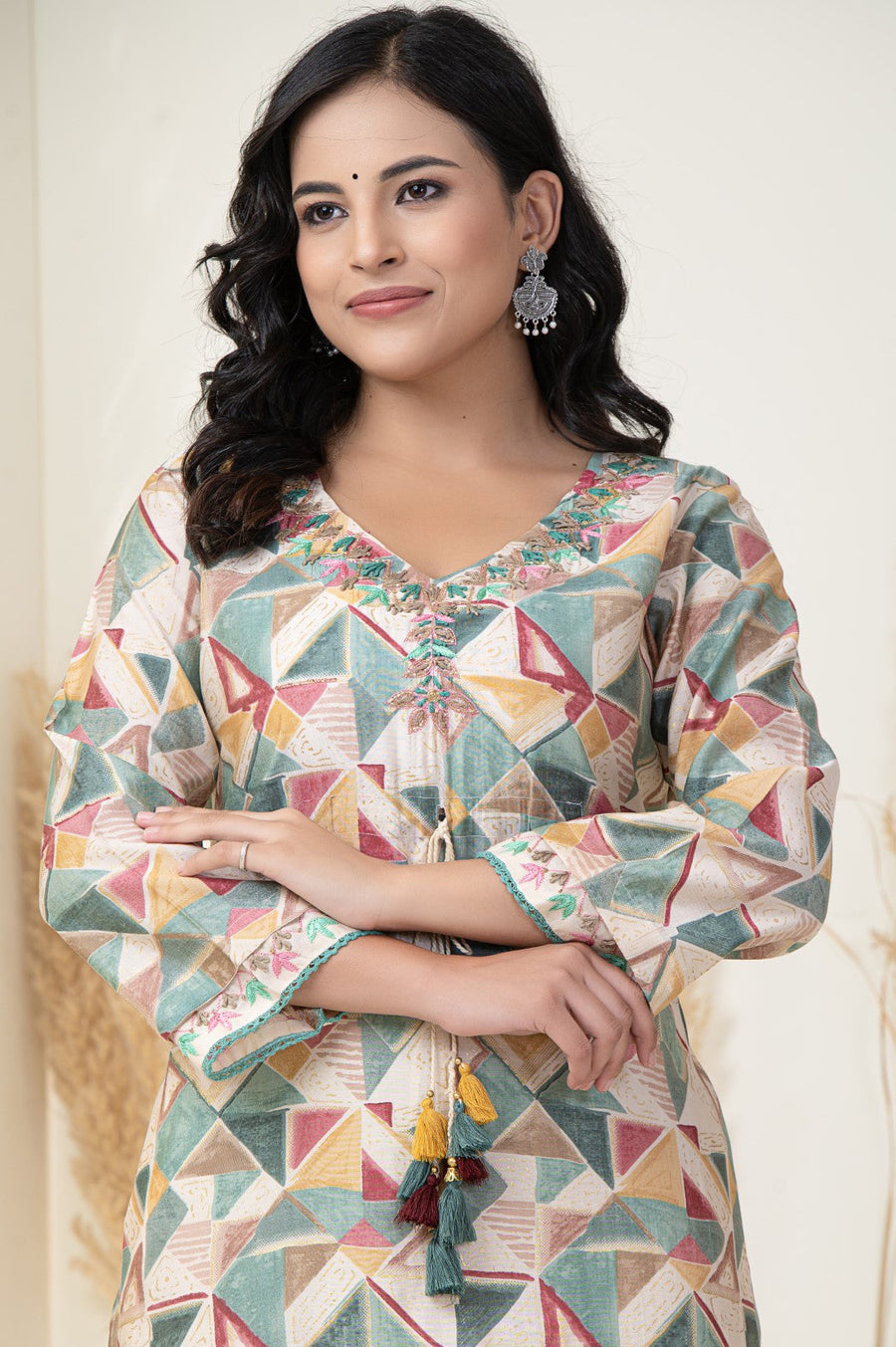 Abstract Print Kurta & Pant Set: Bold Sophistication in Pure Cotton