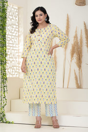 Yellow Printed Dupatta Set: A Radiant Blend of Elegance and Comfort